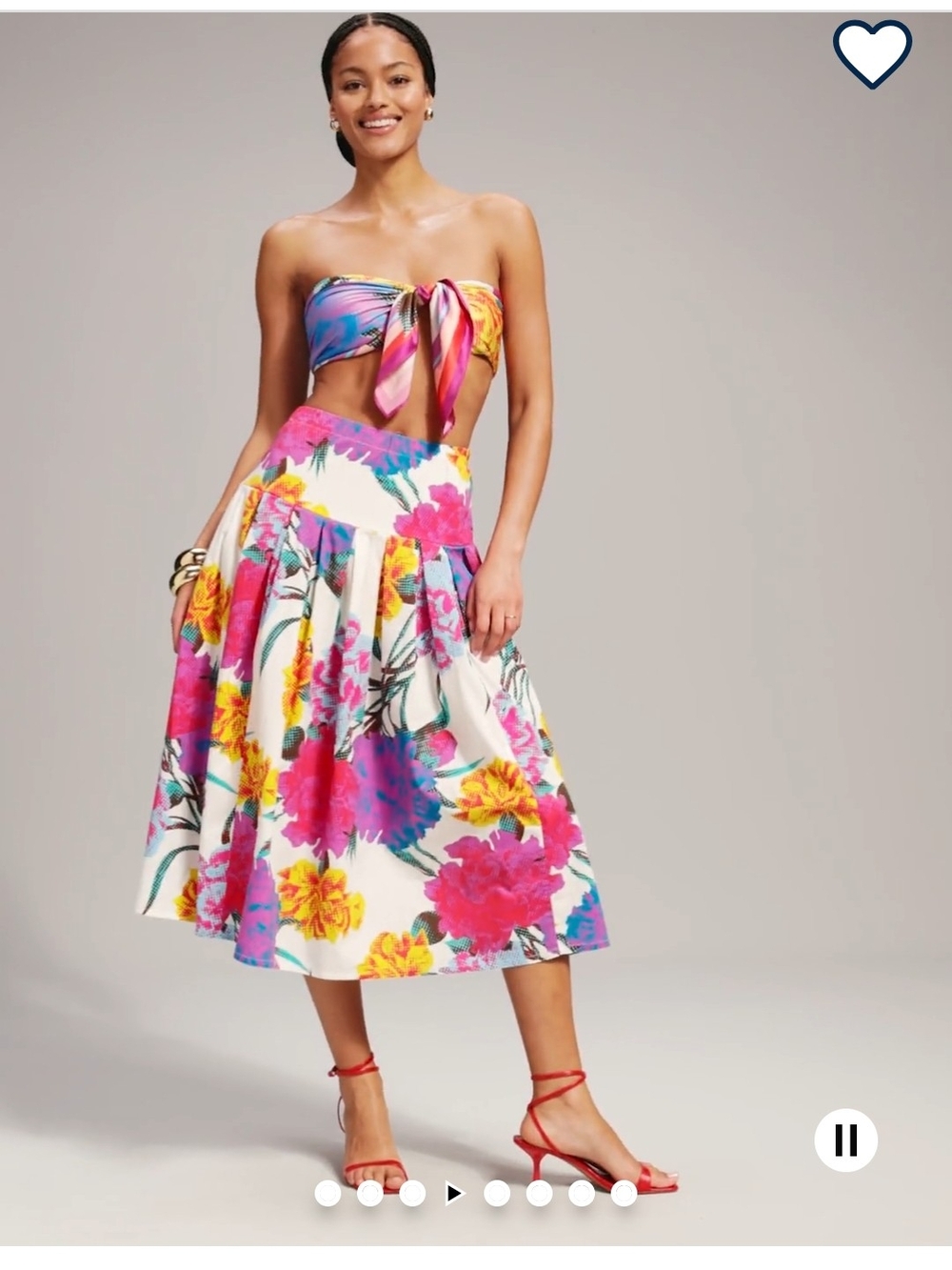 Old Navy X Cjr Floral A-Line Midi Skirt Size-Large